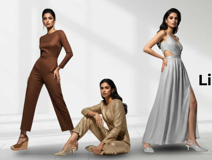 Three women in stylish outfits on a white background with 'Lights On, We Are Live' text.