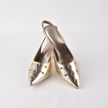 AIRA GOLD SLING HEELS - Stilnyy