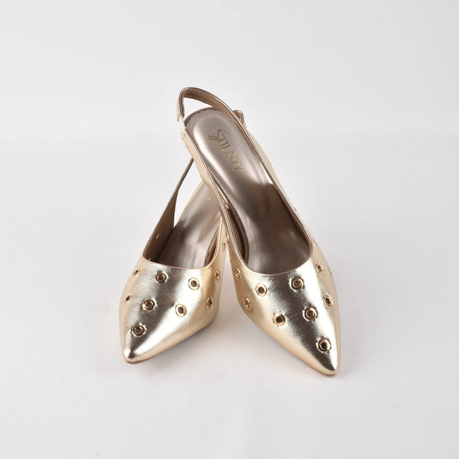 AIRA GOLD SLING HEELS - Stilnyy