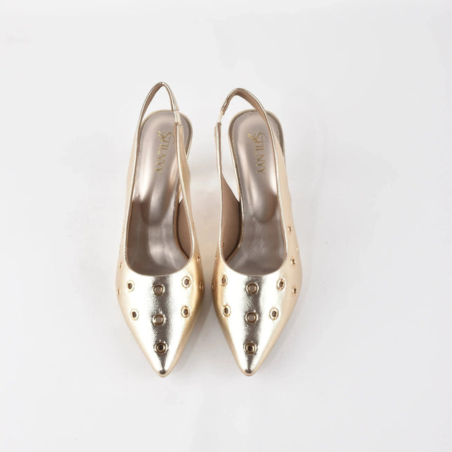 AIRA GOLD SLING HEELS - Stilnyy