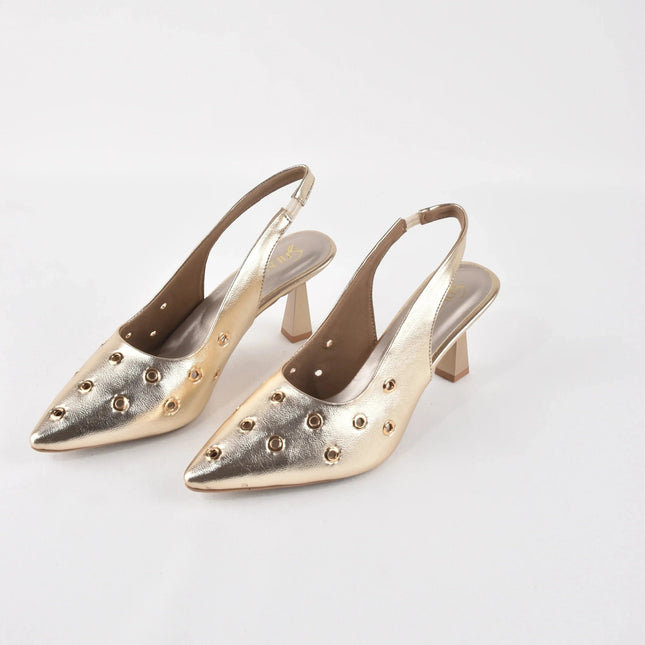 AIRA GOLD SLING HEELS - Stilnyy