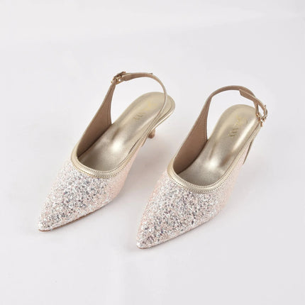 Champagne Stardust Sling Heels - Stilnyy