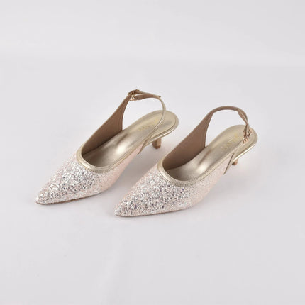 Champagne Stardust Sling Heels - Stilnyy