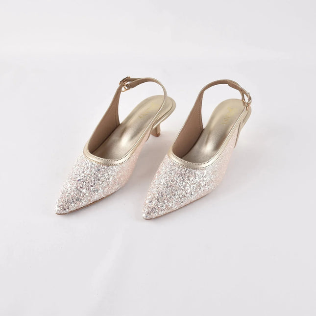Champagne Stardust Sling Heels - Stilnyy