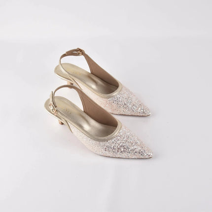 Champagne Stardust Sling Heels - Stilnyy