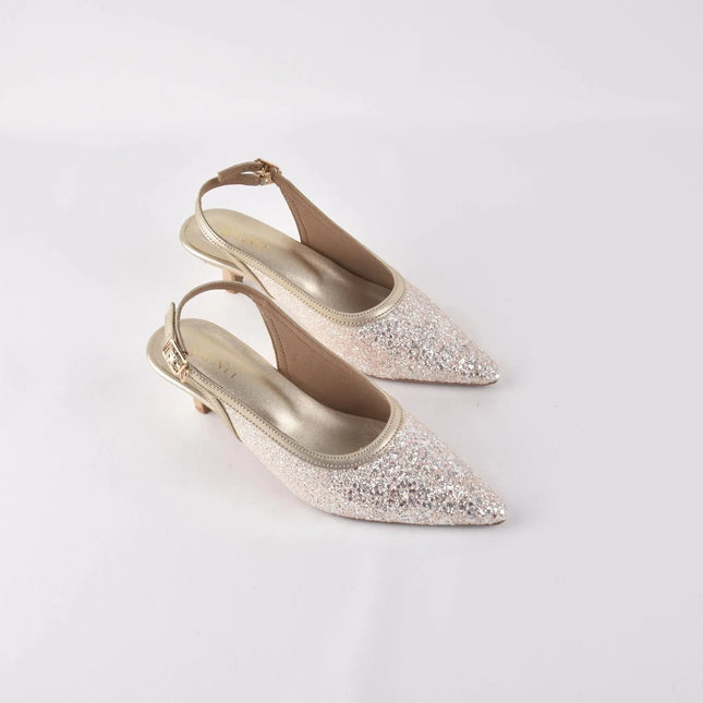 Champagne Stardust Sling Heels - Stilnyy