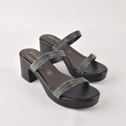 Midnight Glint Strap Heels - Stilnyy