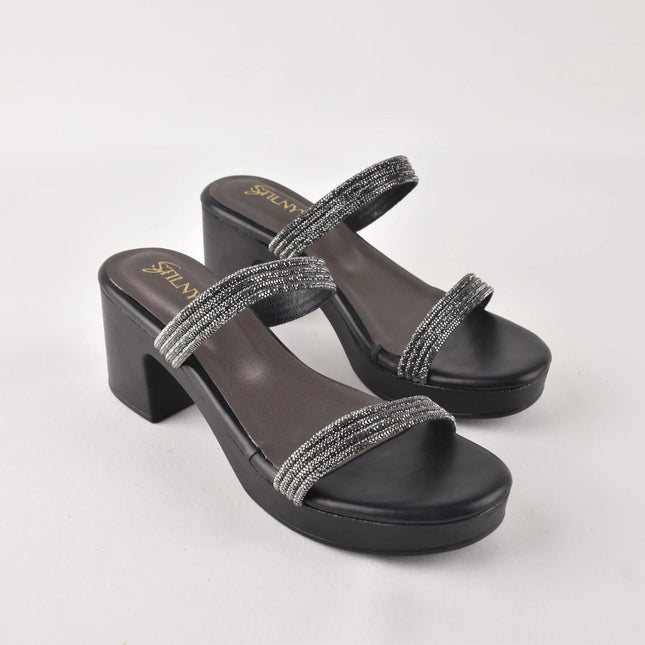 Midnight Glint Strap Heels - Stilnyy