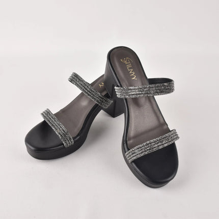 Midnight Glint Strap Heels - Stilnyy