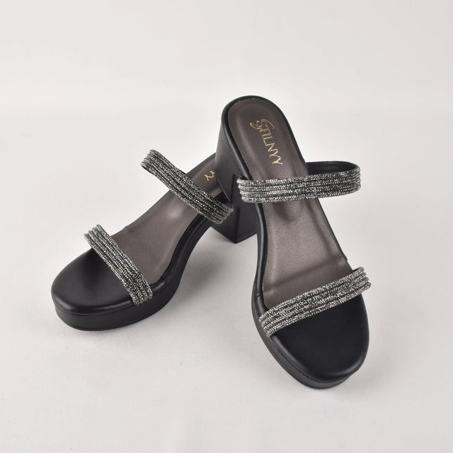 Midnight Glint Strap Heels - Stilnyy