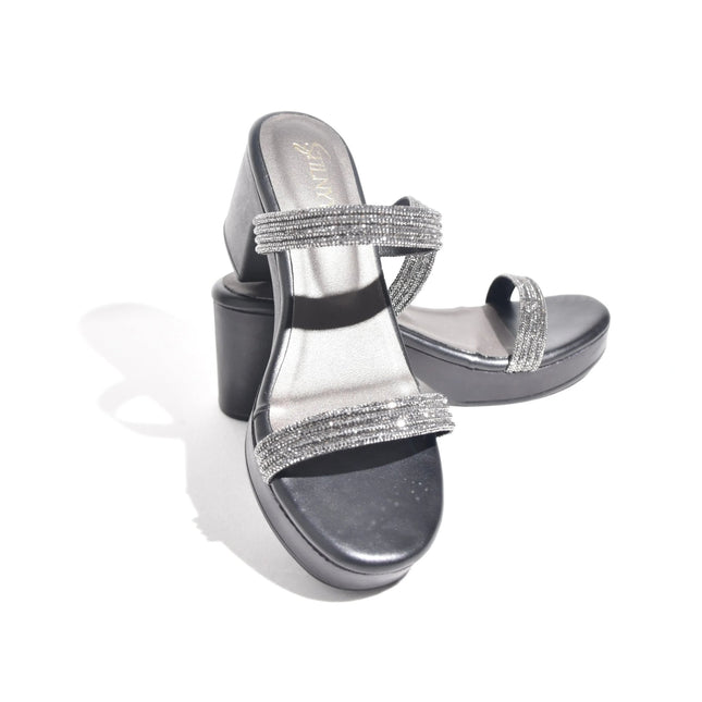 Midnight Glint Strap Heels - Stilnyy