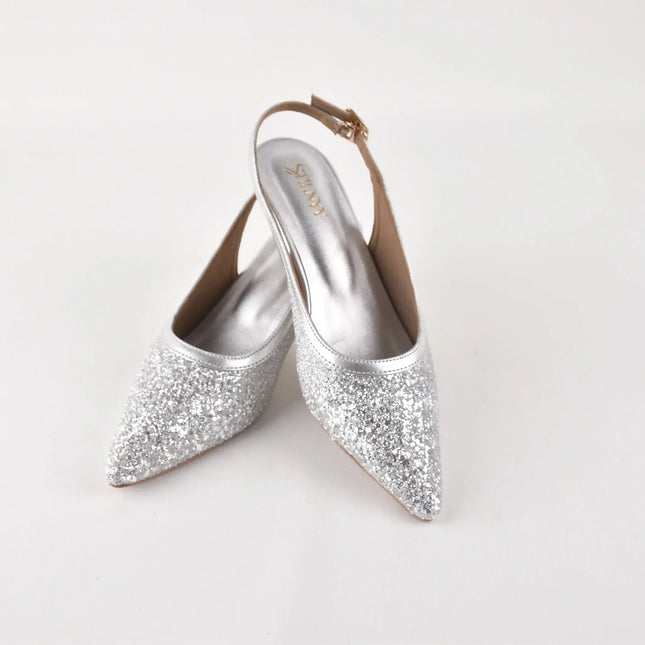 Silver Dust Diva Sling Heels - Stilnyy