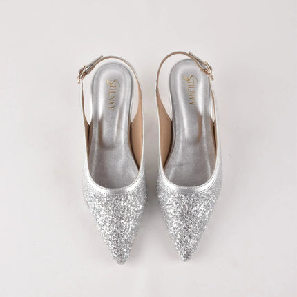 Silver Dust Diva Sling Heels - Stilnyy