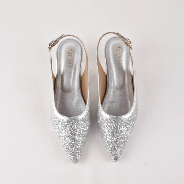 Silver Dust Diva Sling Heels - Stilnyy