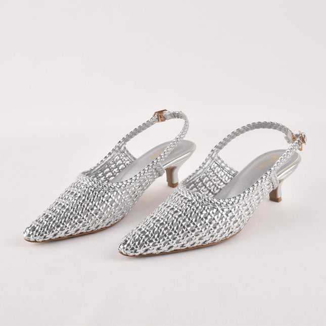 SILVER HUSH SLING HEELS - Stilnyy