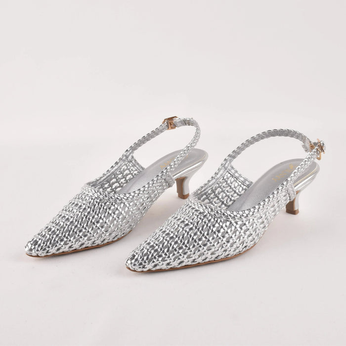 SILVER HUSH SLING HEELS - Stilnyy