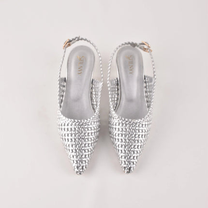 SILVER HUSH SLING HEELS - Stilnyy