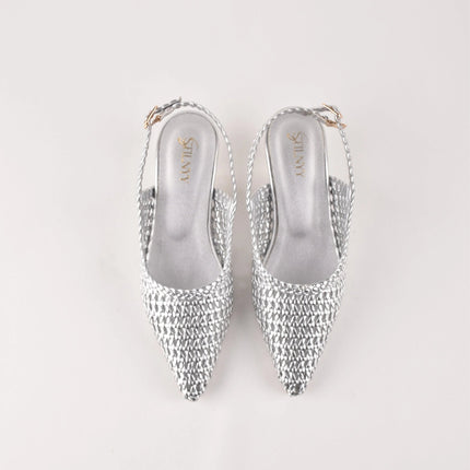 SILVER HUSH SLING HEELS - Stilnyy