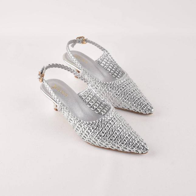 SILVER HUSH SLING HEELS - Stilnyy