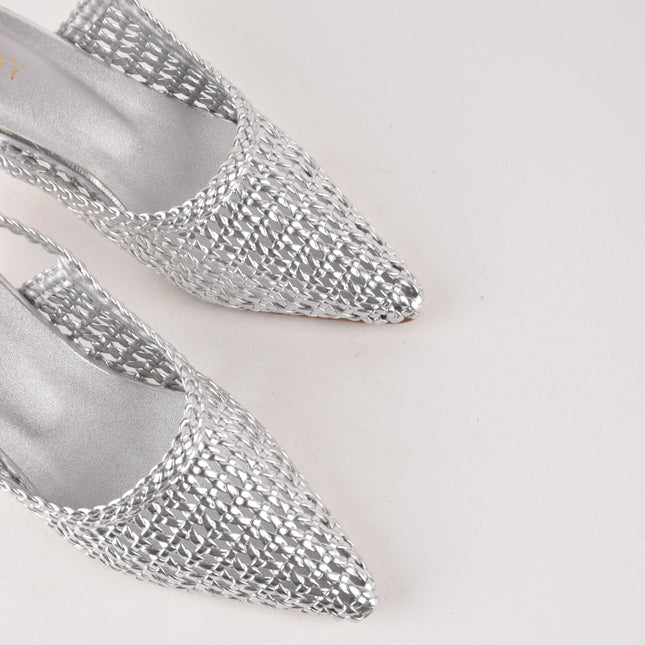 SILVER HUSH SLING HEELS - Stilnyy