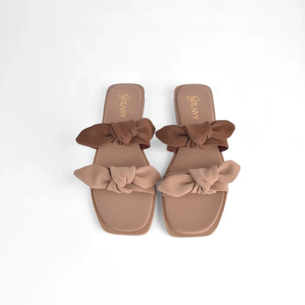 Truffle Twin Bow Slides - Stilnyy