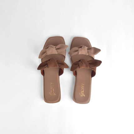 Truffle Twin Bow Slides - Stilnyy