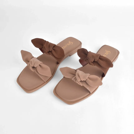 Truffle Twin Bow Slides - Stilnyy